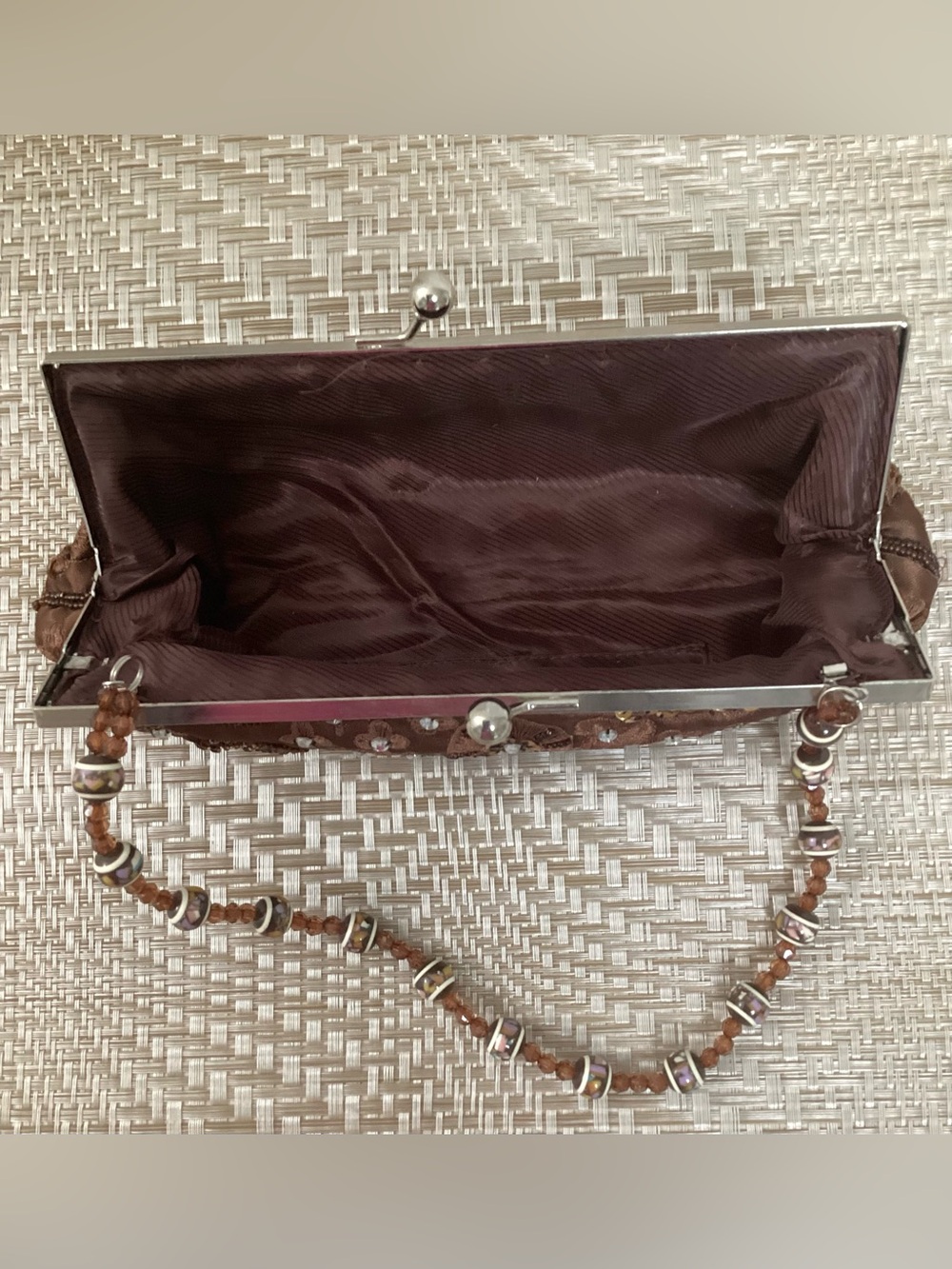 Brown Embroidered Beaded Women's Clutch - Picture 4 of 7